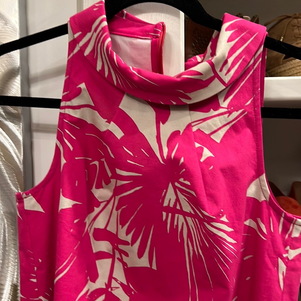 Trina Turk Pink Palm Roll Neck Halter XS
